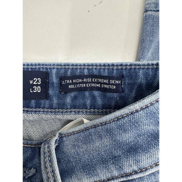 Hollister Women Jeans Size 00 Reg Ultra HighRise Extreme Skinny Distressed Denim - Picture 4 of 11